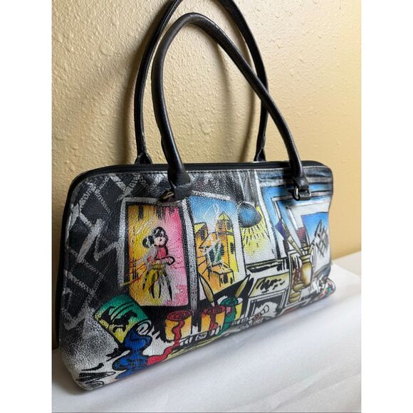 “Biacci Hand-Painted Genuine Leather Tote Bag – Artist Studio Design – - Picture 7 of 16